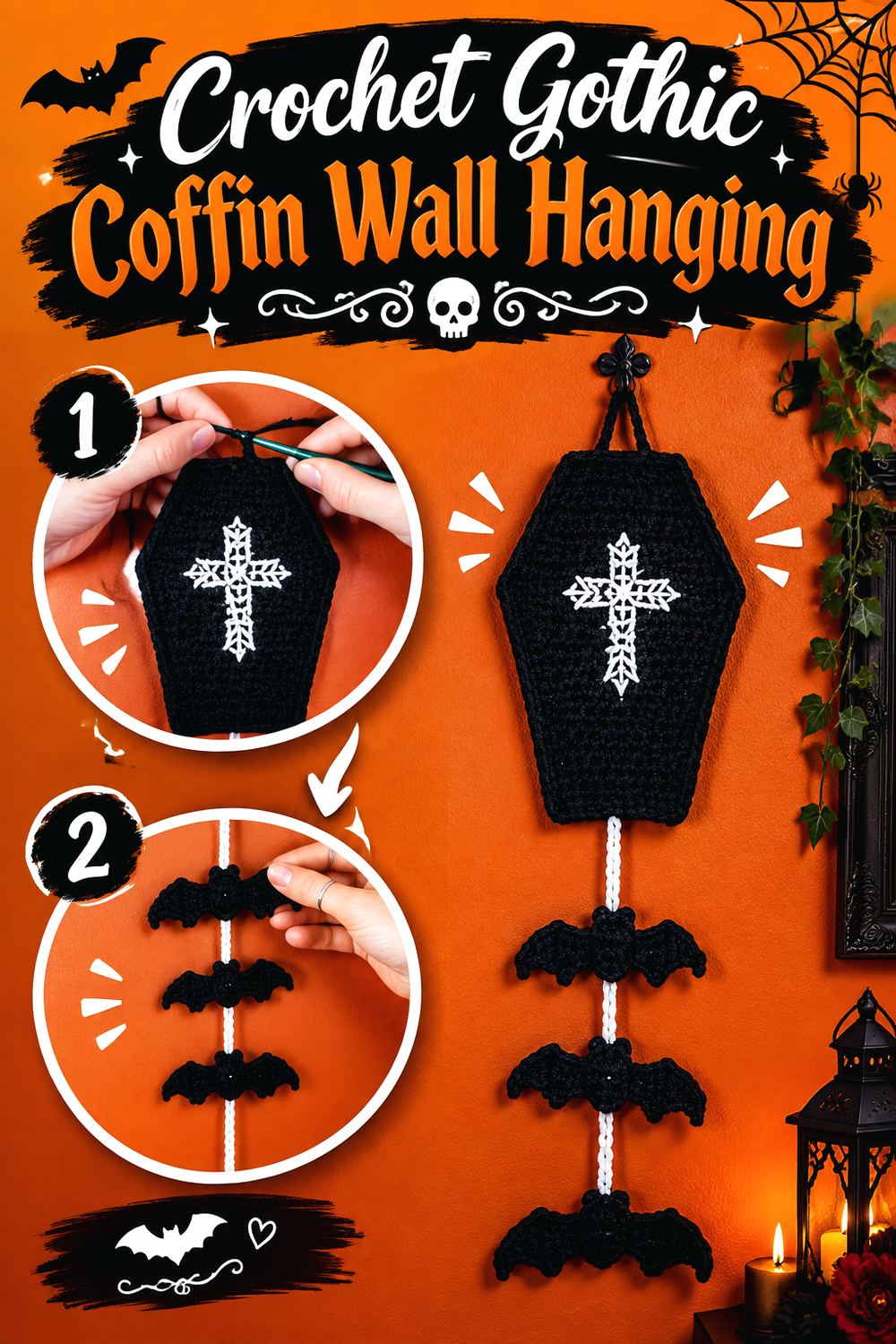 Crochet Gothic Coffin Wall Hanging
