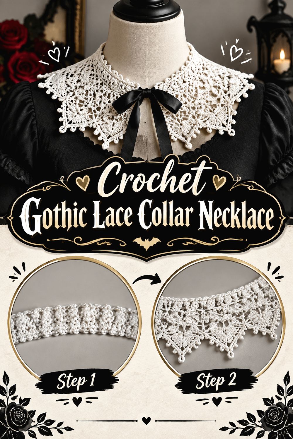 Crochet Gothic Lace Collar Necklace