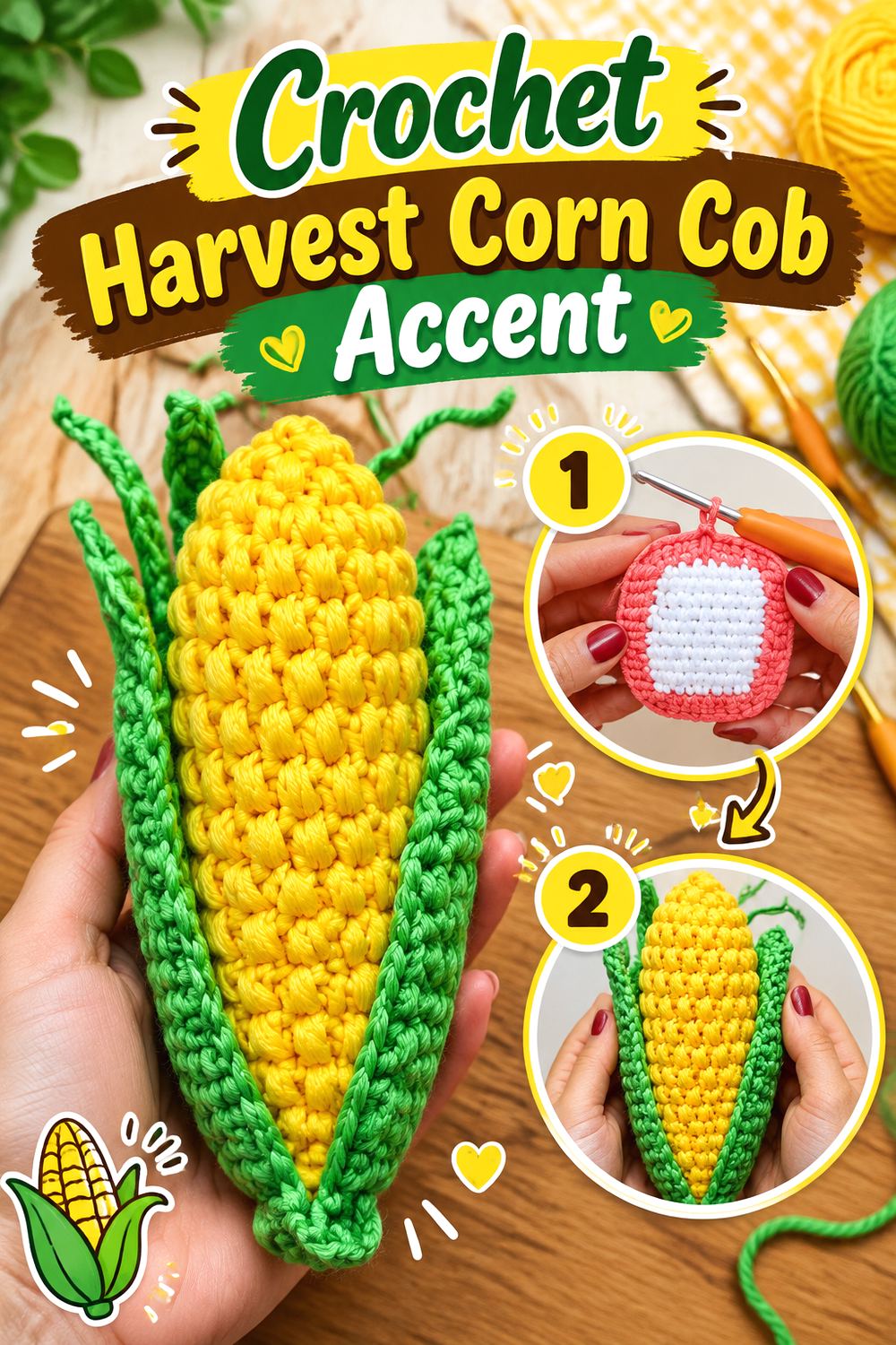 Crochet Harvest Corn Cob Accent