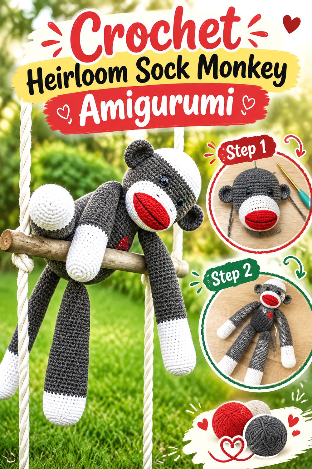 Crochet Heirloom Sock Monkey Amigurumi