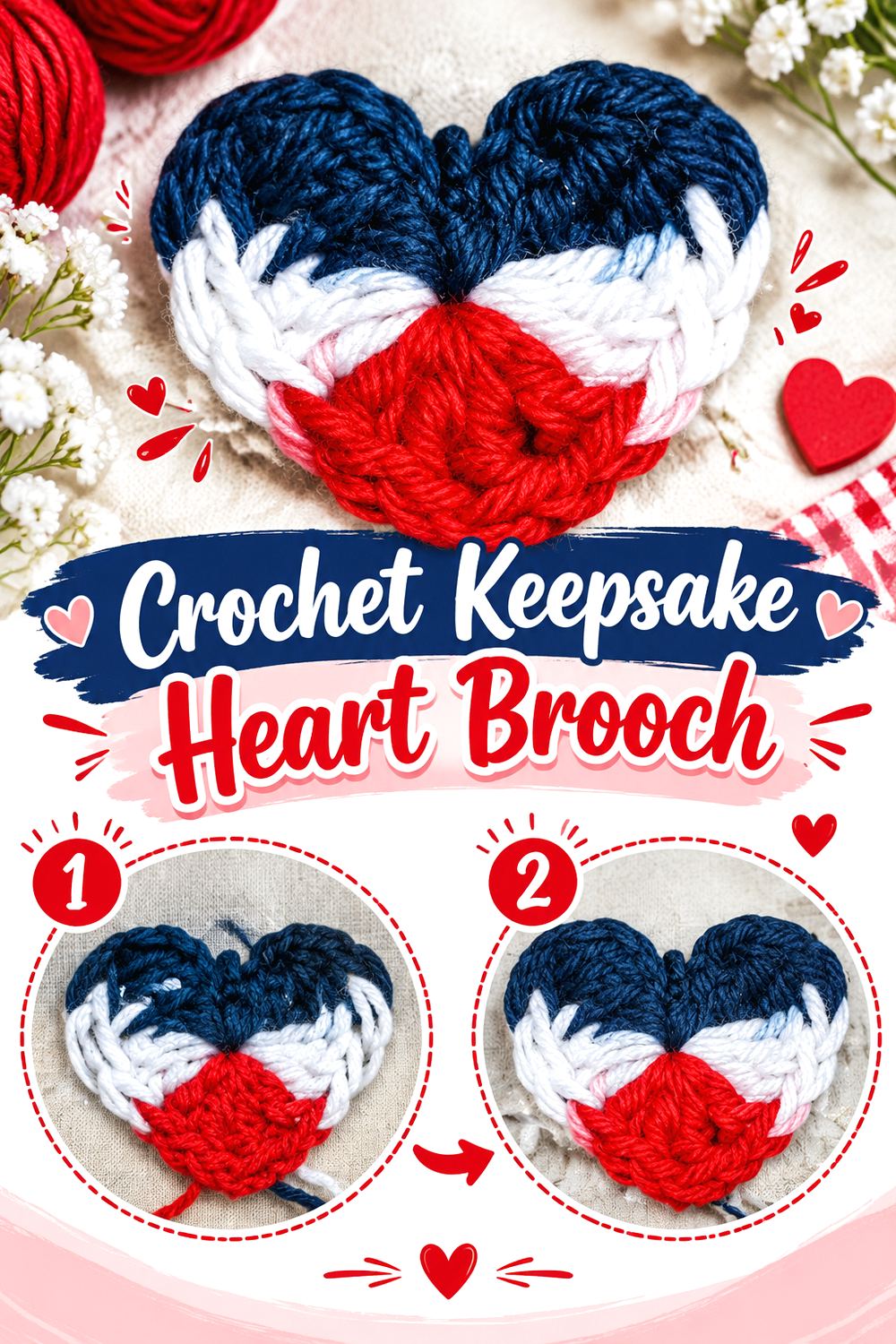 Crochet Keepsake Heart Brooch