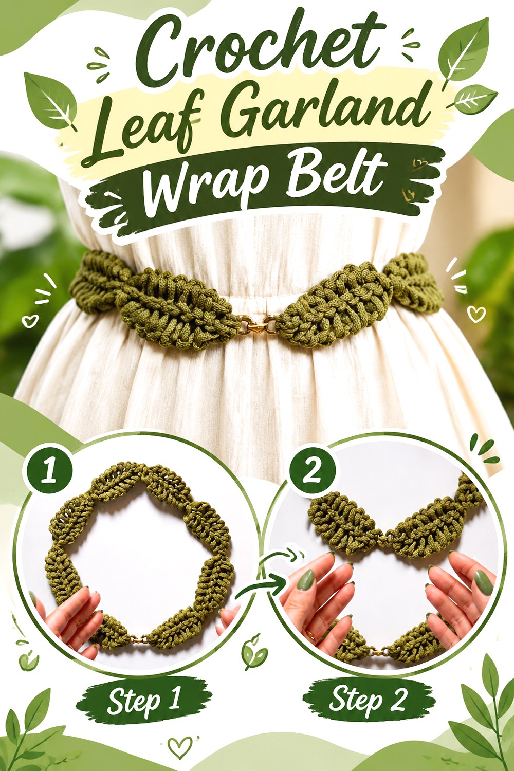 Crochet Leaf Garland Wrap Belt