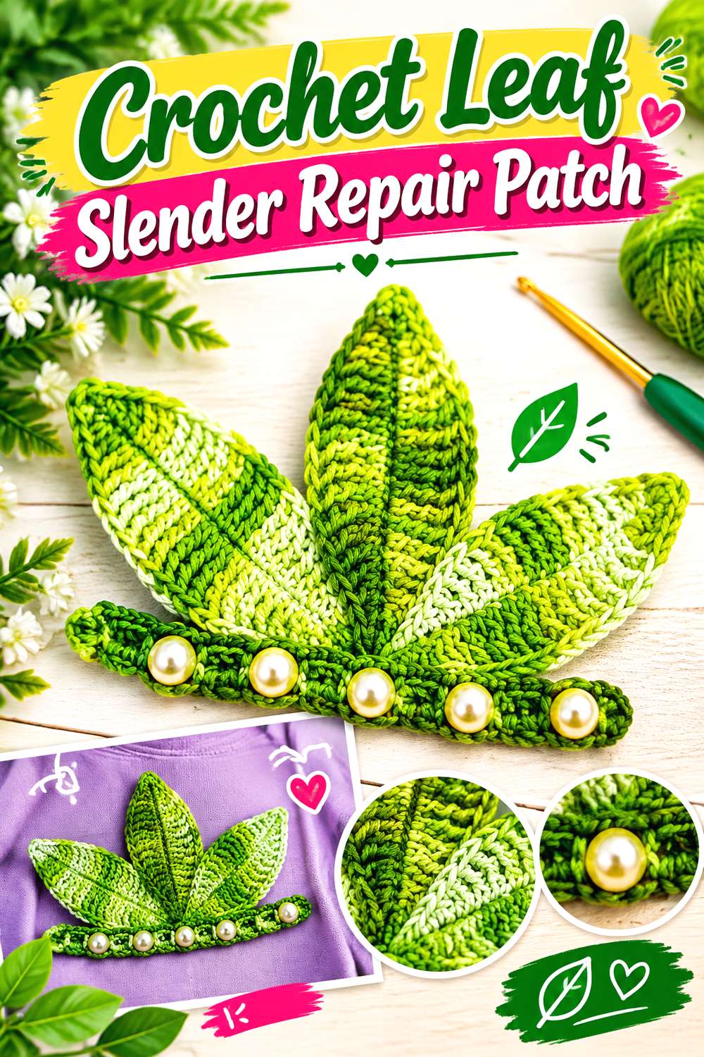 Crochet Leaf Slender Repair Patch