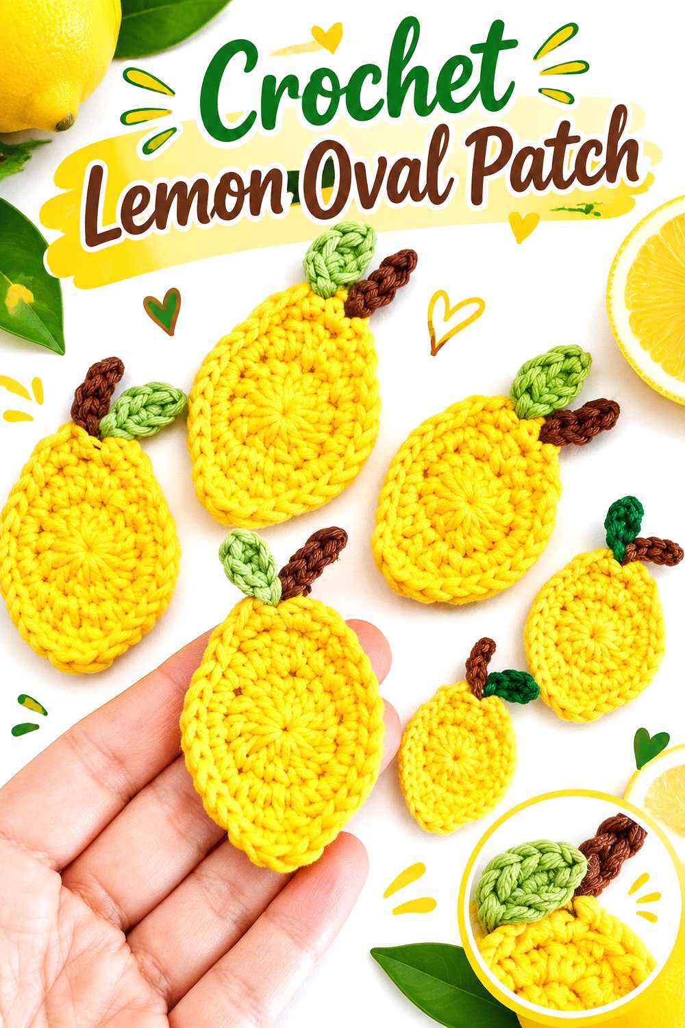 Crochet Lemon Oval Patch