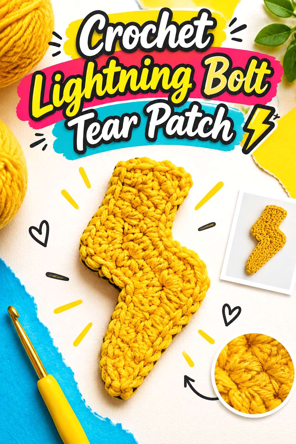 Crochet Lightning Bolt Tear Patch