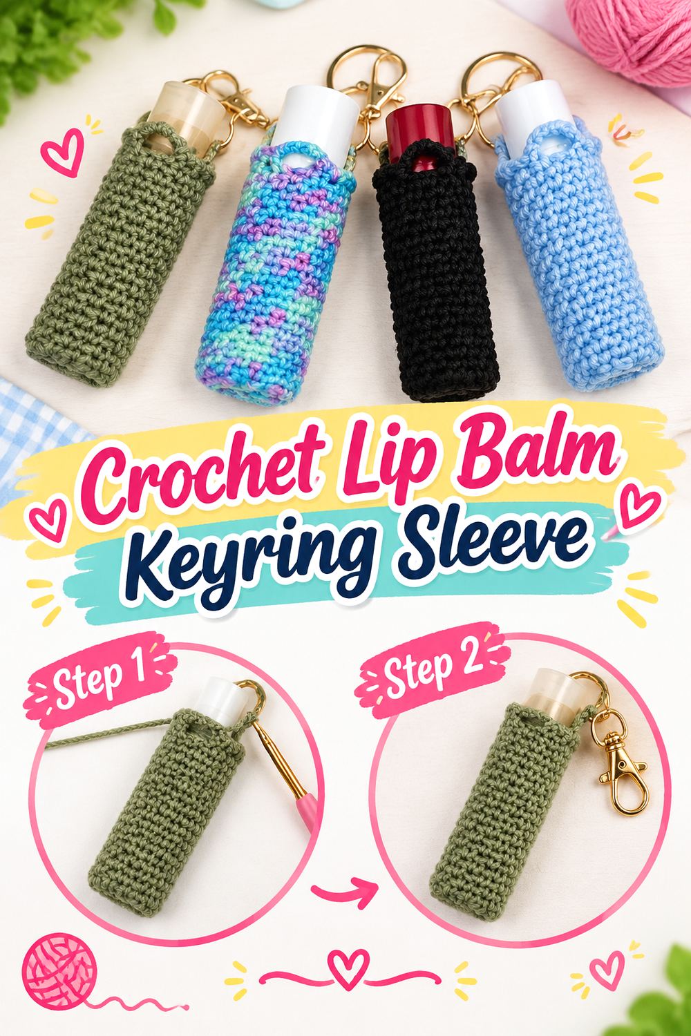 Crochet Lip Balm Keyring Sleeve