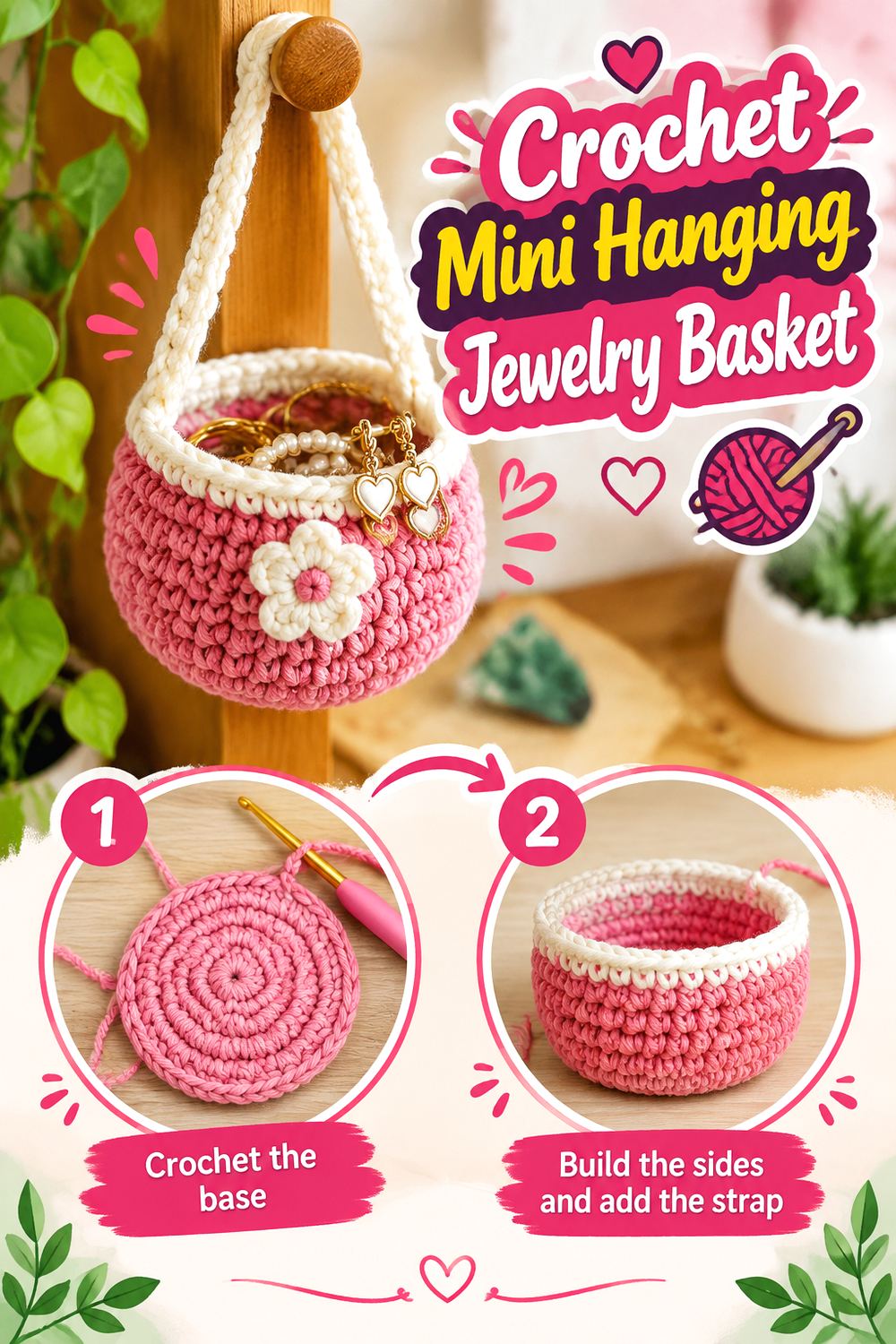 Crochet Mini Hanging Jewelry Basket