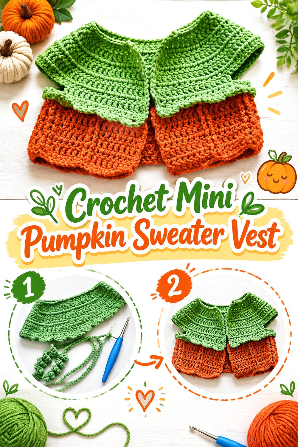 Crochet Mini Pumpkin Sweater Vest
