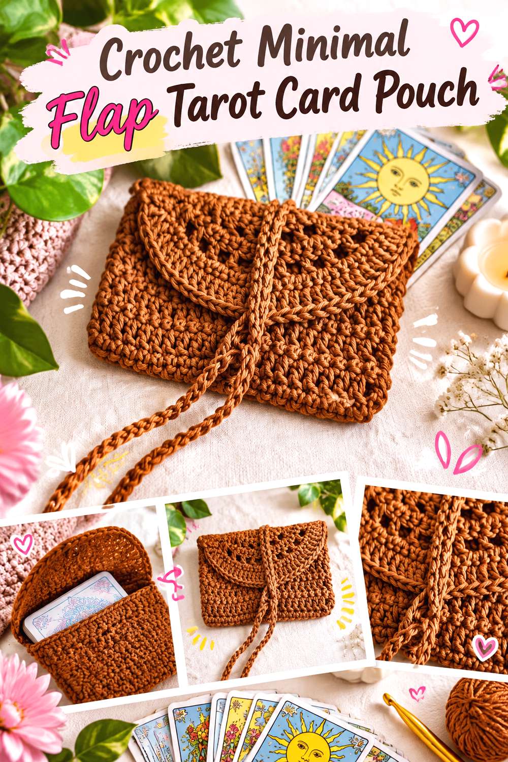 Crochet Minimal Flap Tarot Card Pouch