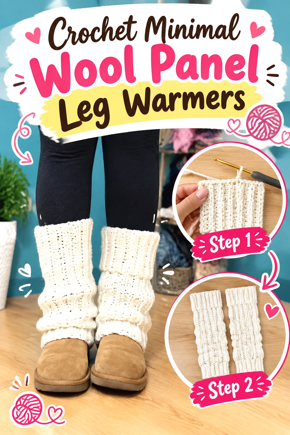 Crochet Minimal Wool Panel Leg Warmers
