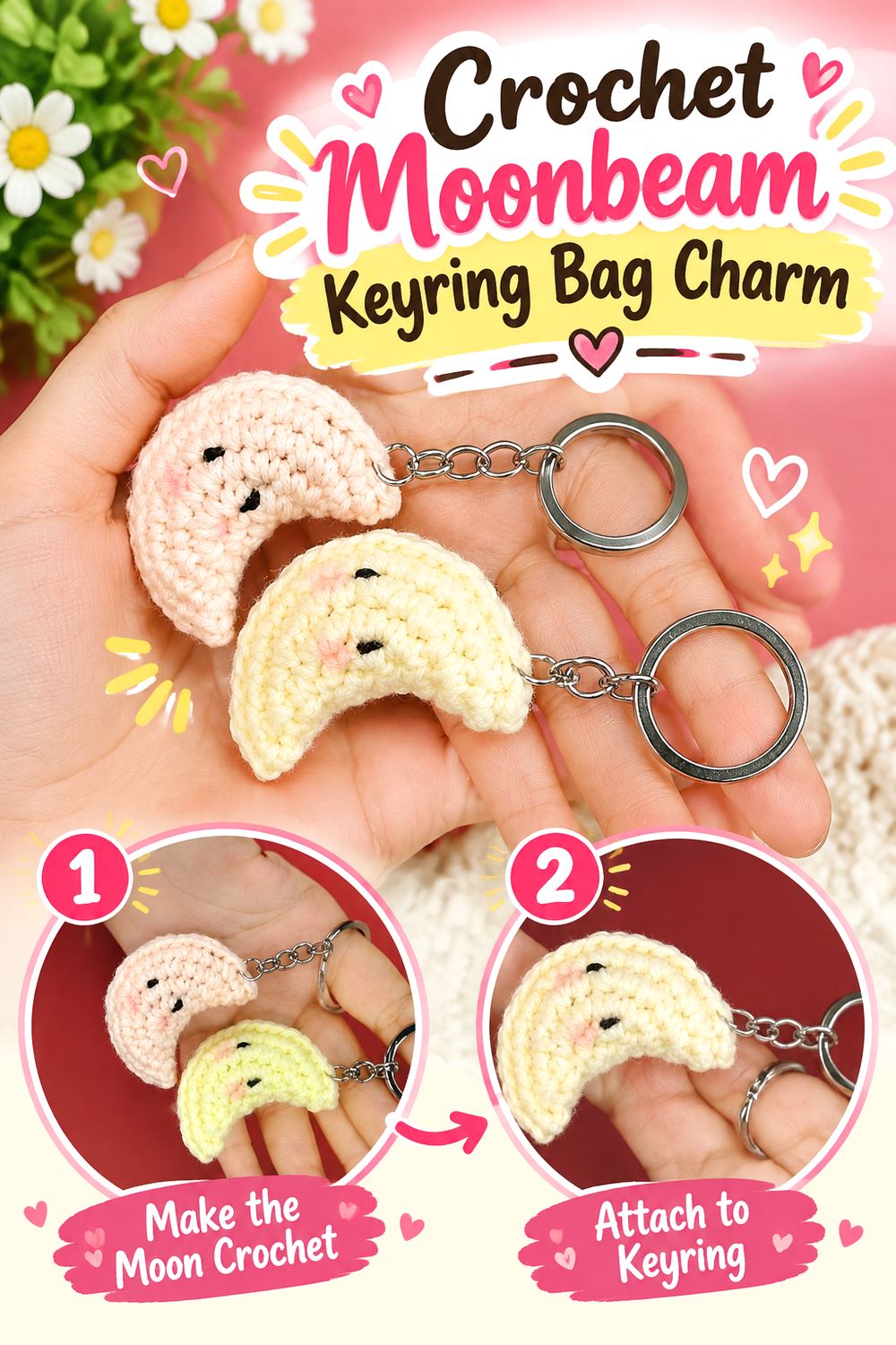 Crochet Moonbeam Keyring Bag Charm