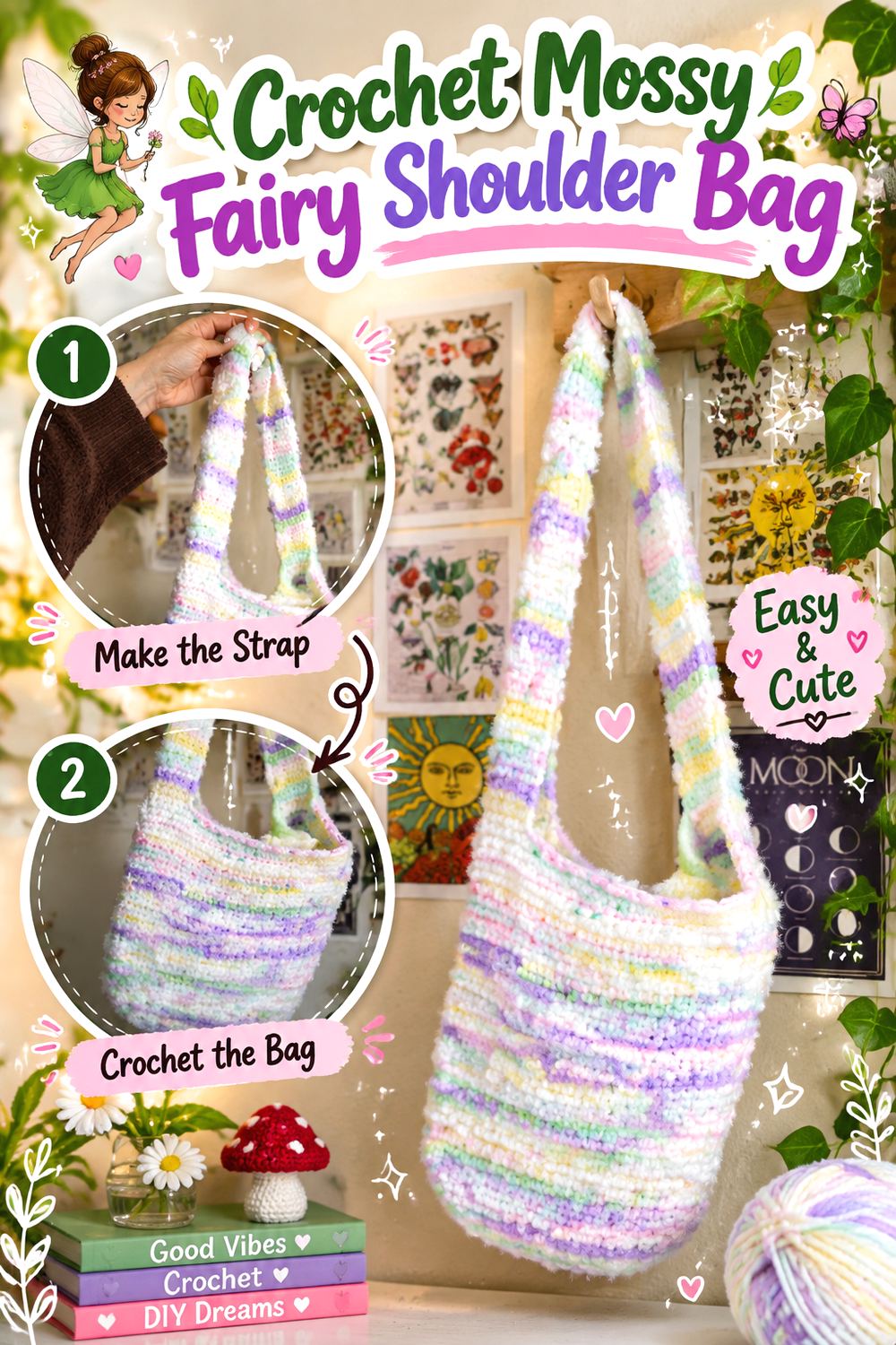 Crochet Mossy Fairy Shoulder Bag