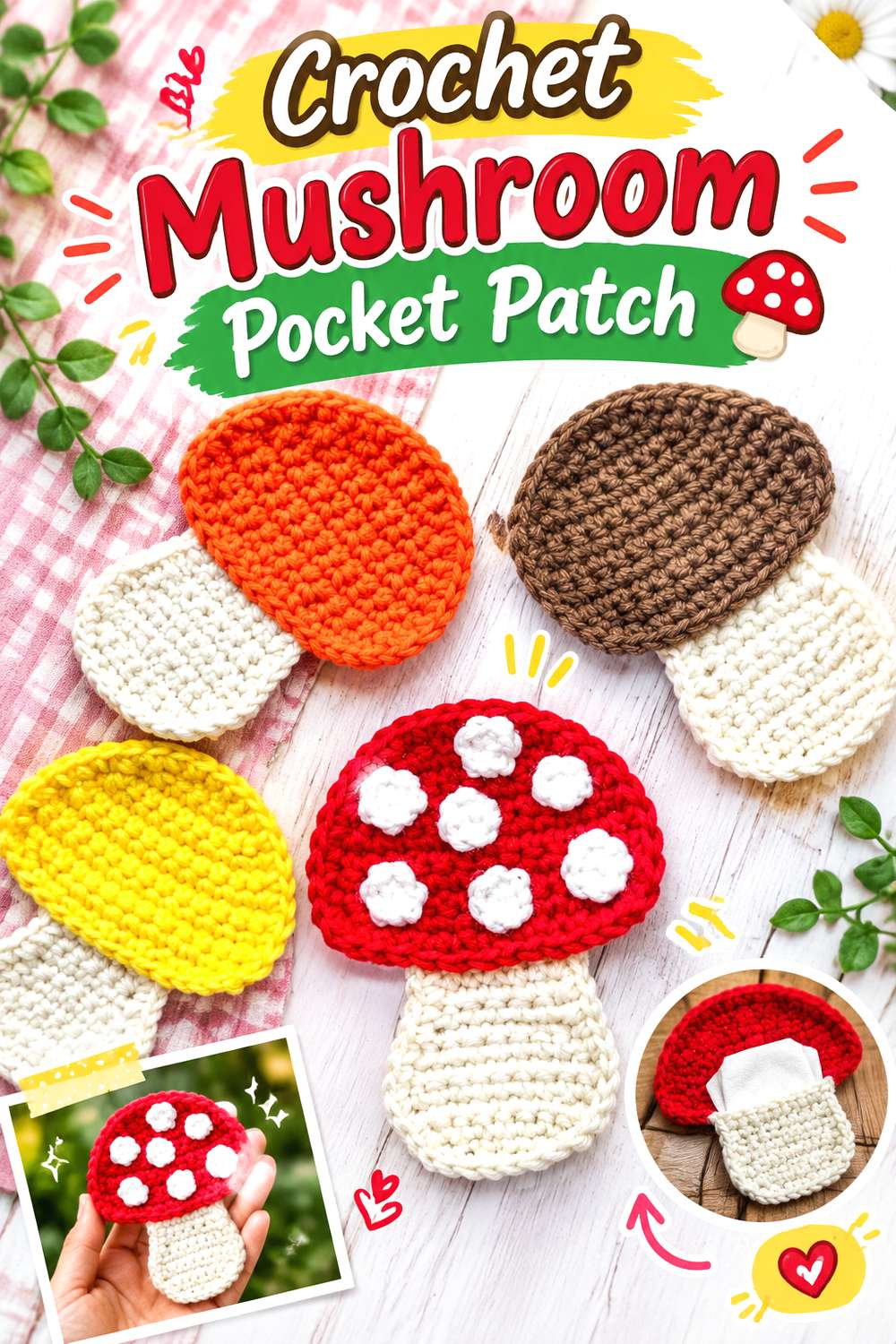 Crochet Mushroom Pocket Patch
