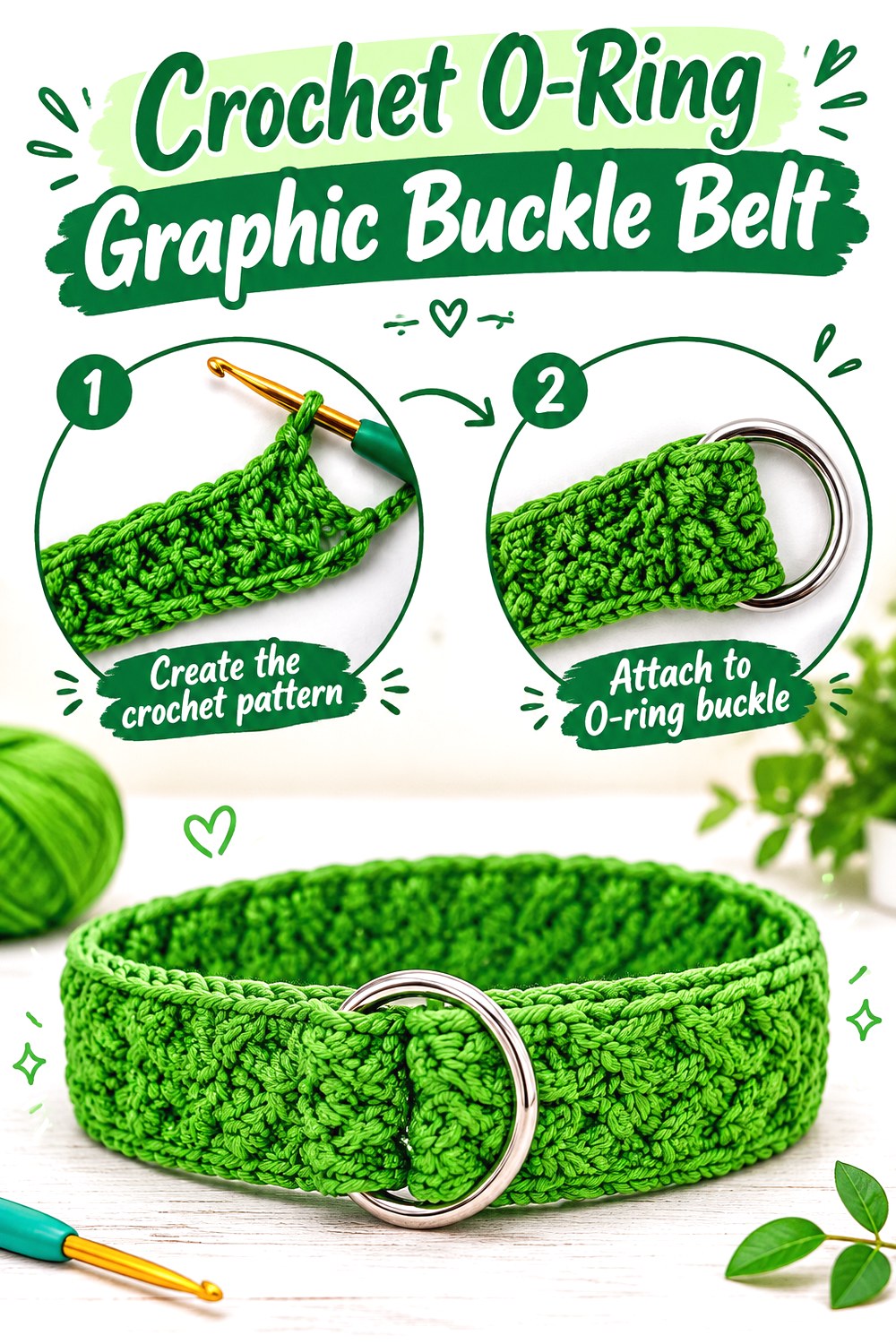 Crochet O Ring Graphic Buckle Belt