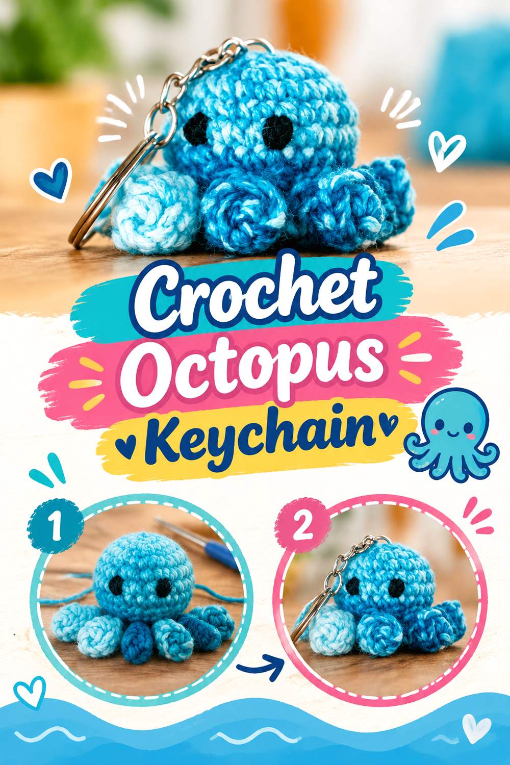 Crochet Octopus Keychain