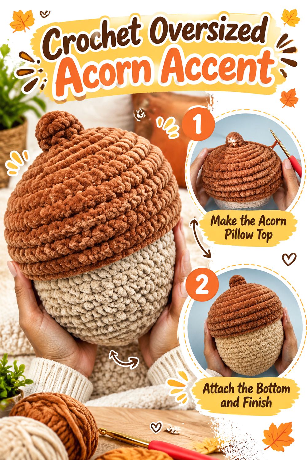 Crochet Oversized Acorn Accent