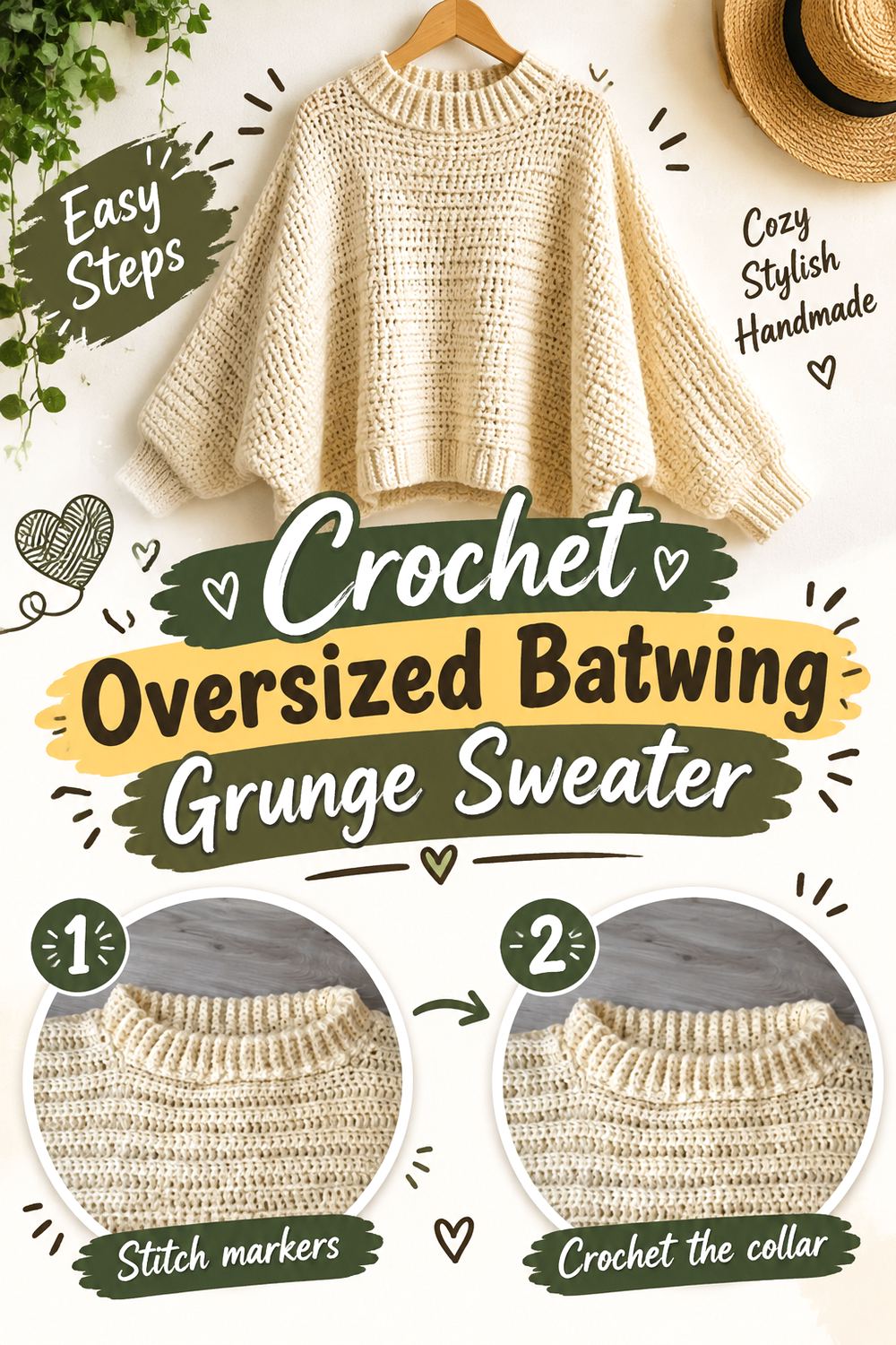Crochet Oversized Batwing Grunge Sweater