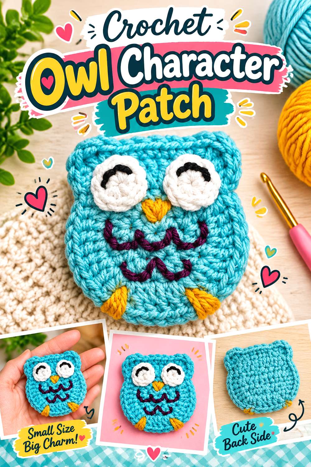 Crochet Owl Character Patch