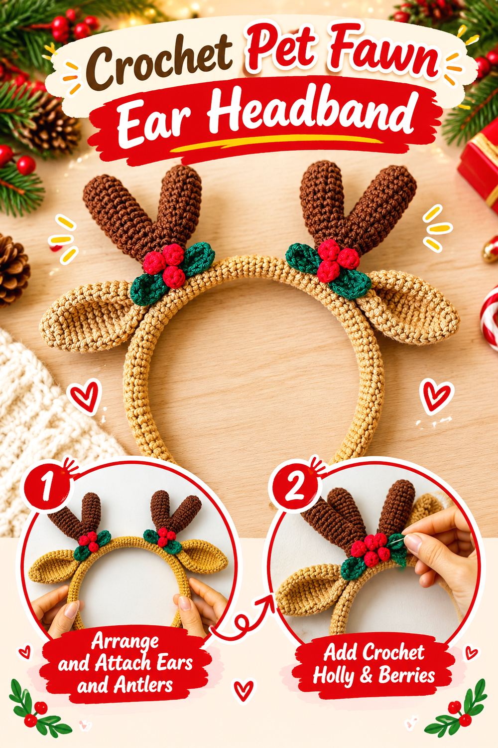 Crochet Pet Fawn Ear Headband