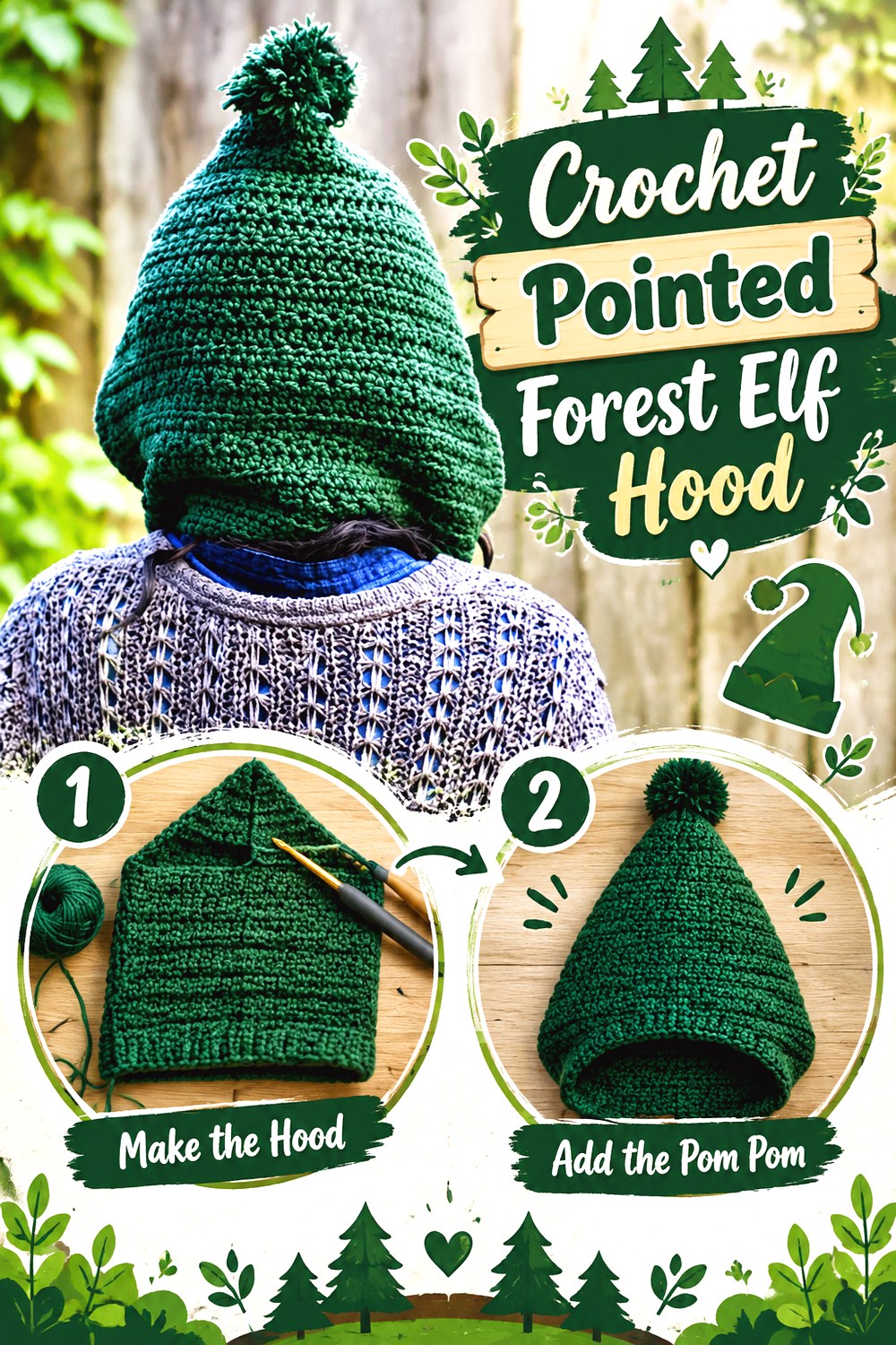 Crochet Pointed Forest Elf Hood