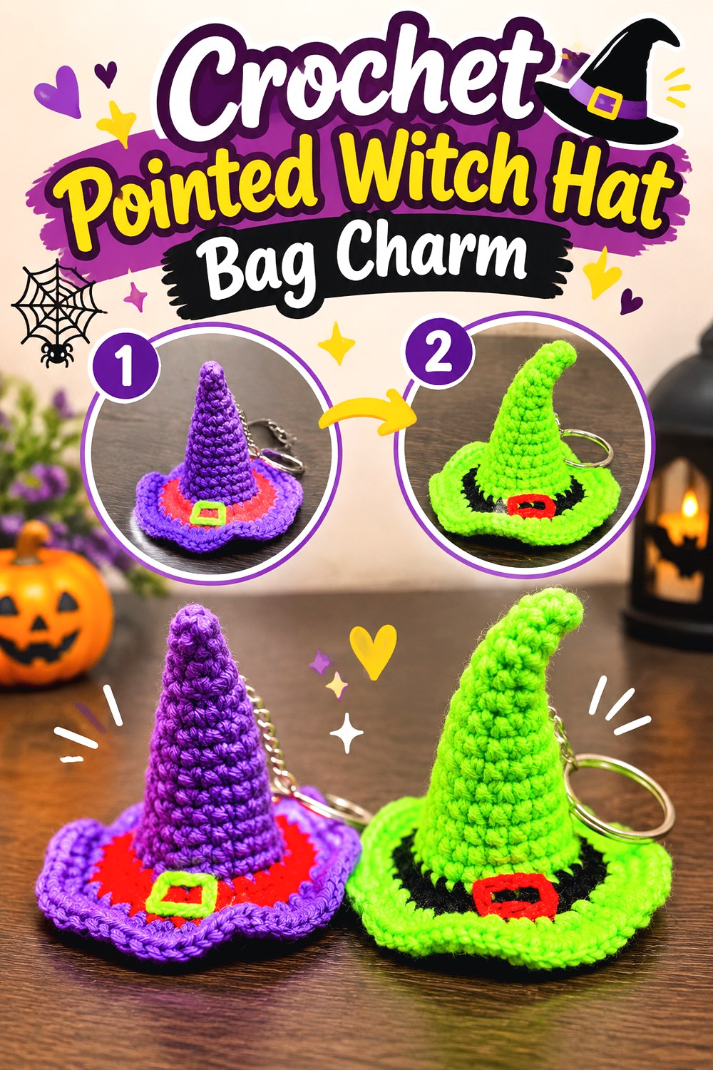 Crochet Pointed Witch Hat Bag Charm