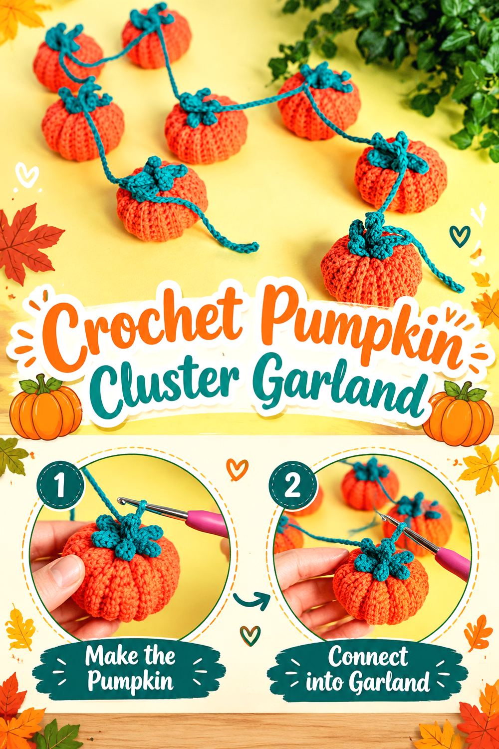 Crochet Pumpkin Cluster Garland