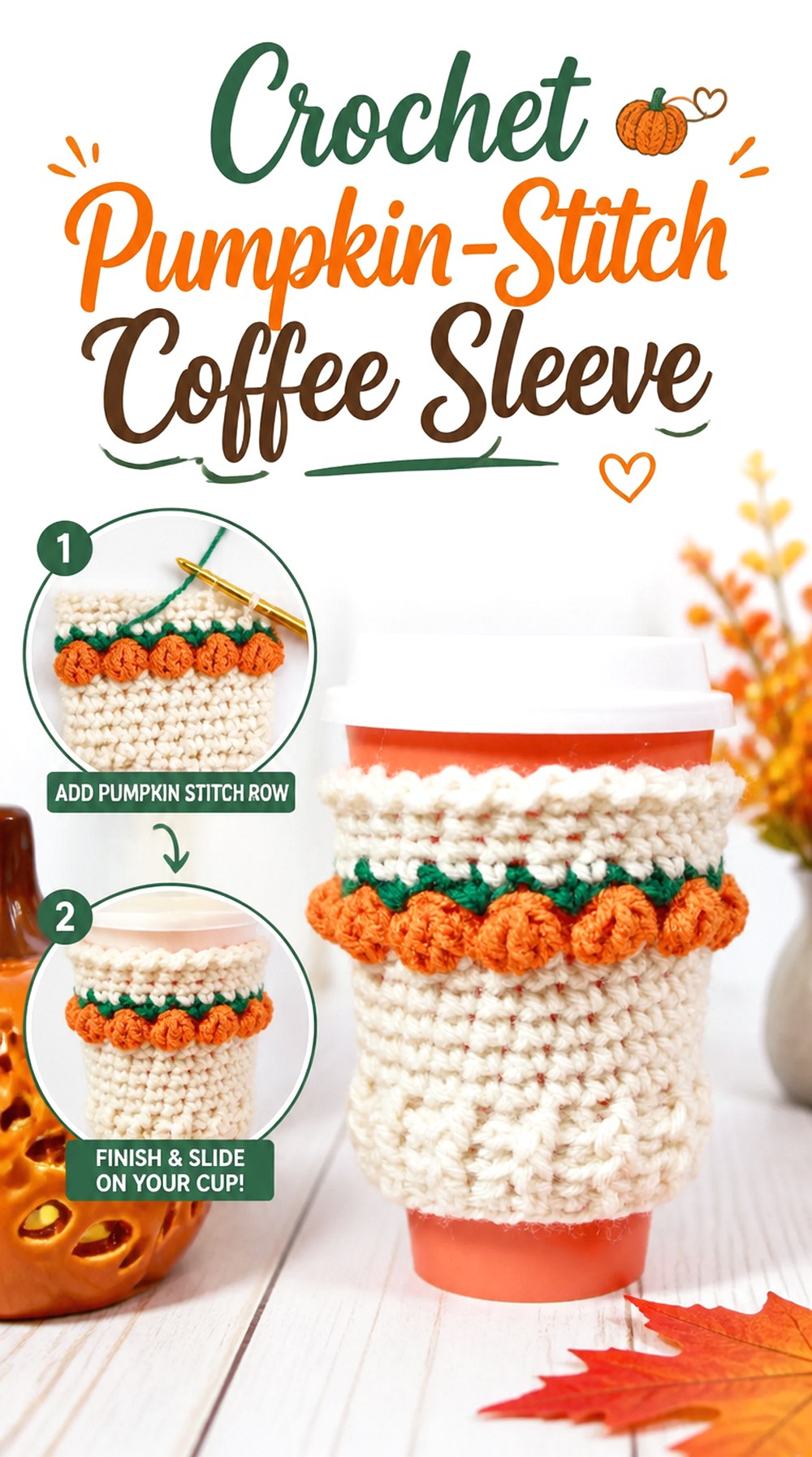 Crochet Pumpkin Stitch Coffee Sleeve