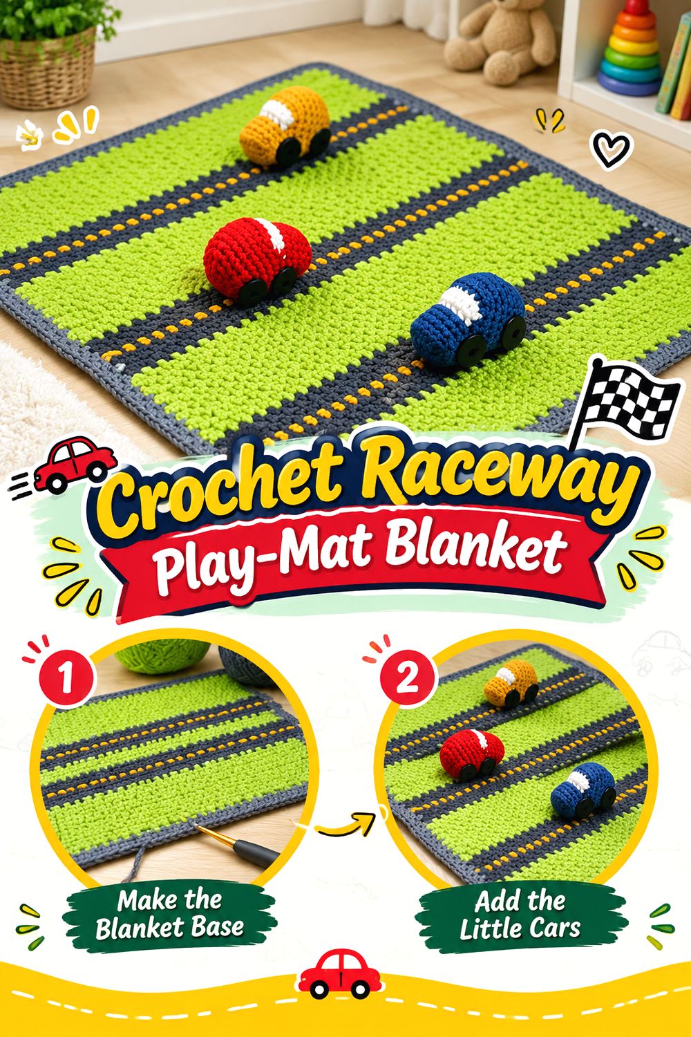 Crochet Raceway Play Mat Blanket
