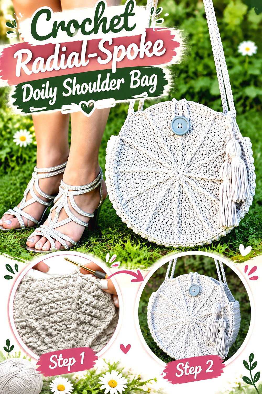 Crochet Radial Spoke Doily Shoulder Bag