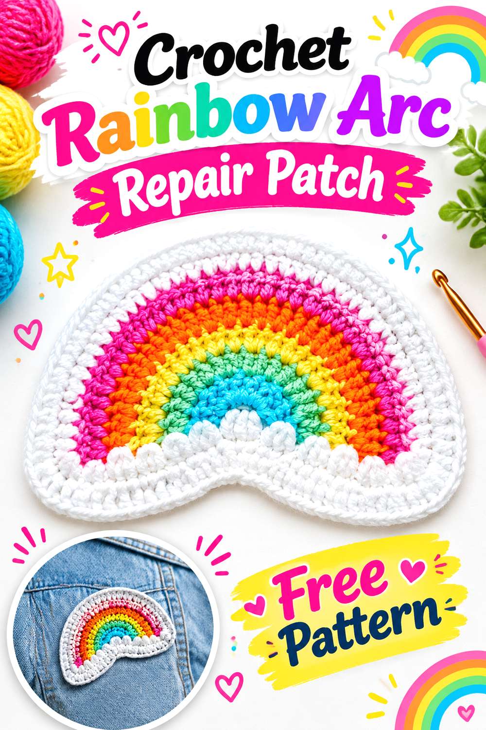 Crochet Rainbow Arc Repair Patch