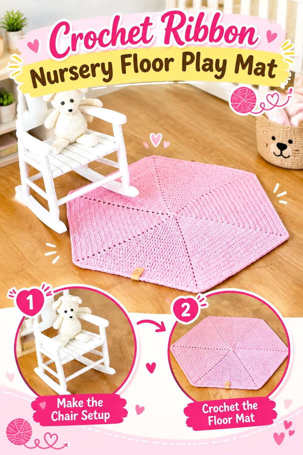 Crochet Ribbon Nursery Floor Play Mat