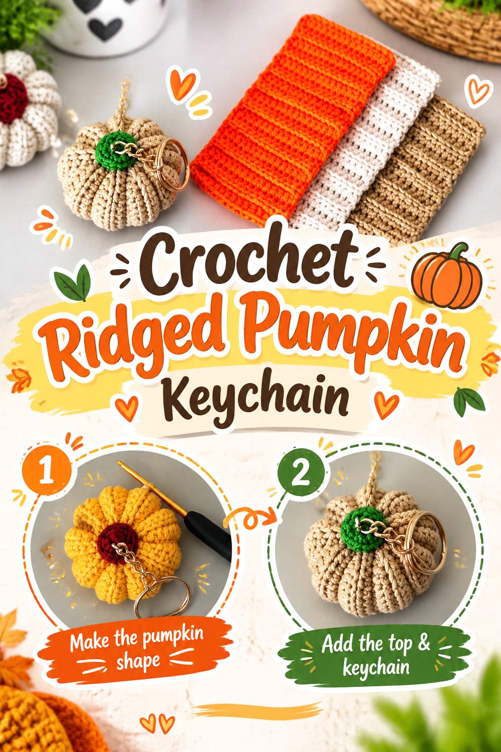 Crochet Ridged Pumpkin Keychain