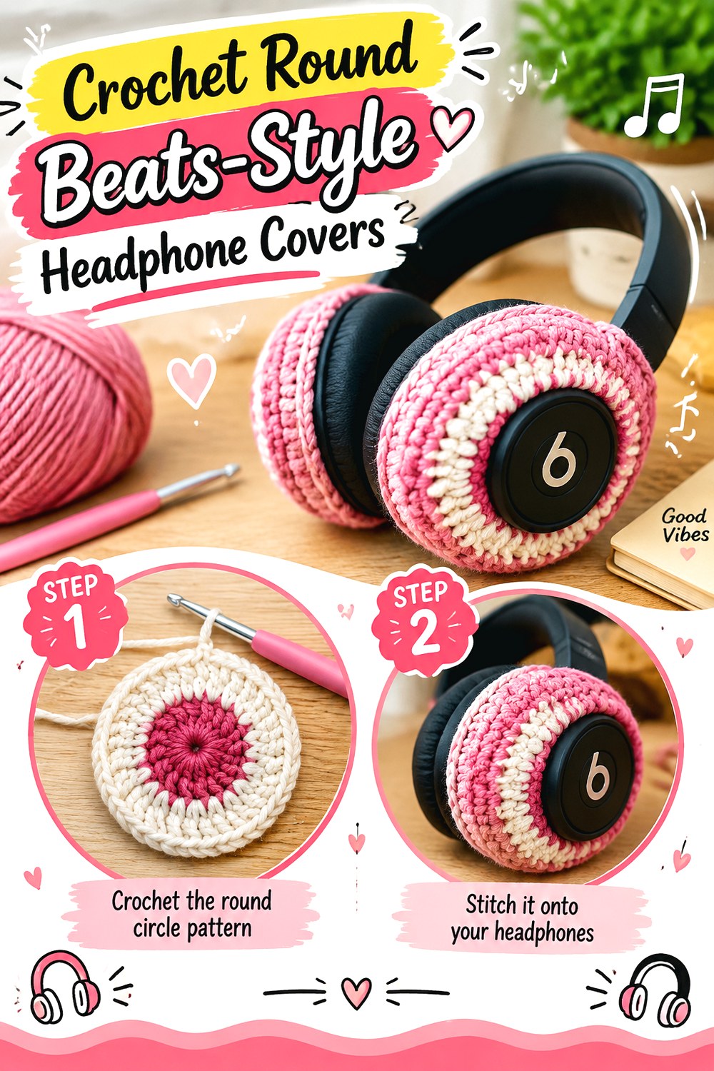 Crochet Round Beats Style Headphone Covers