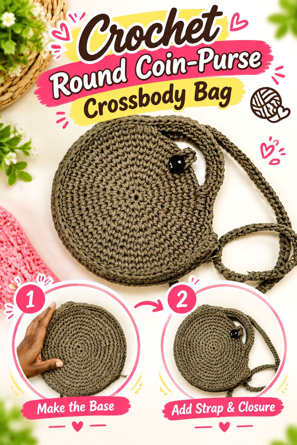 Crochet Round Coin Purse Crossbody Bag
