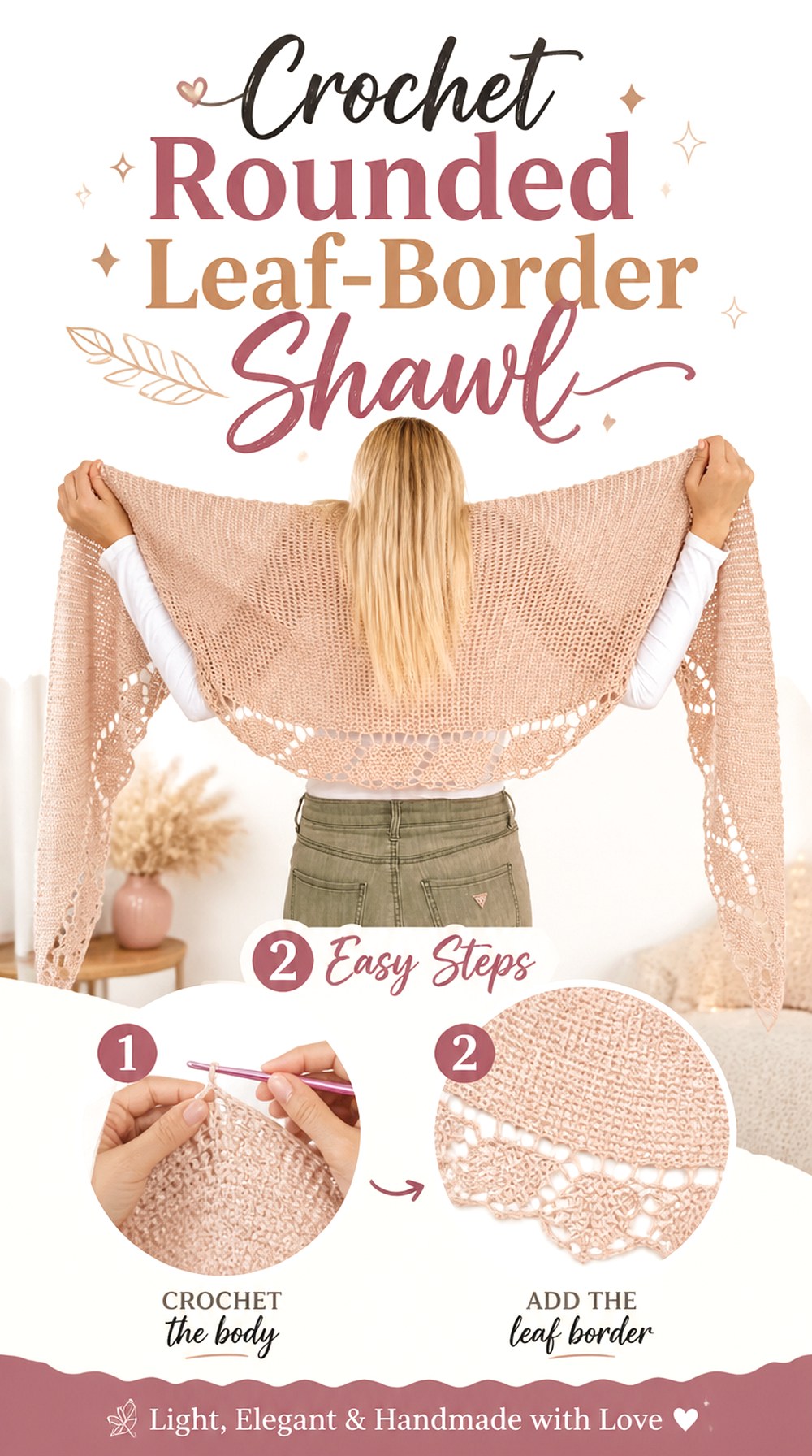 Crochet Rounded Leaf Border Shawl