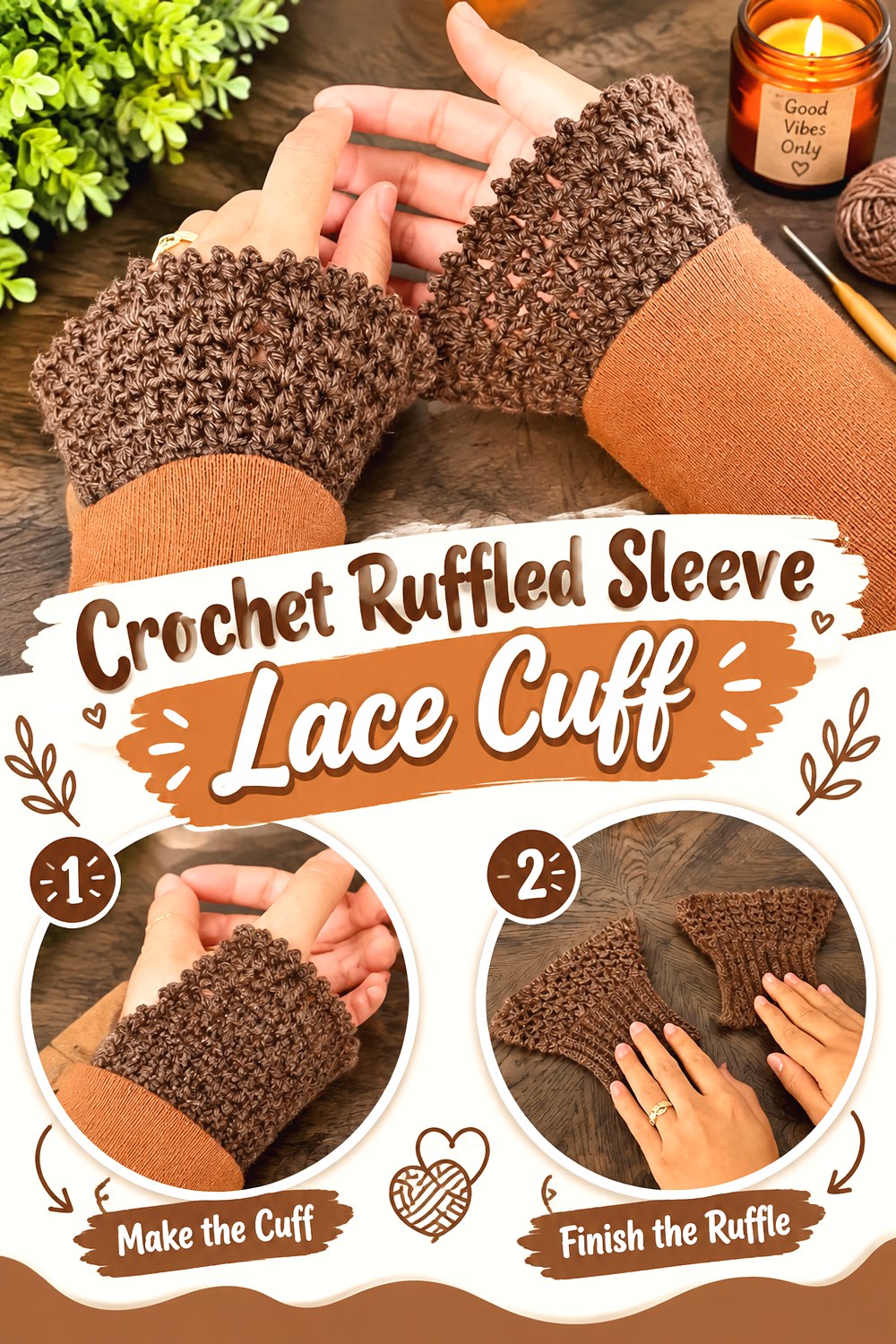 Crochet Ruffled Sleeve Lace Cuff