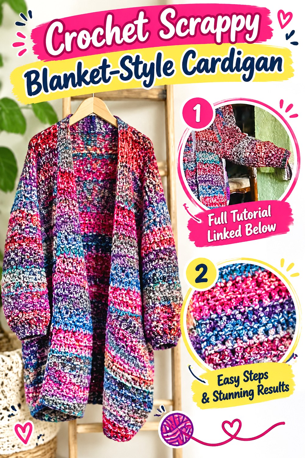 Crochet Scrappy Blanket Style Cardigan