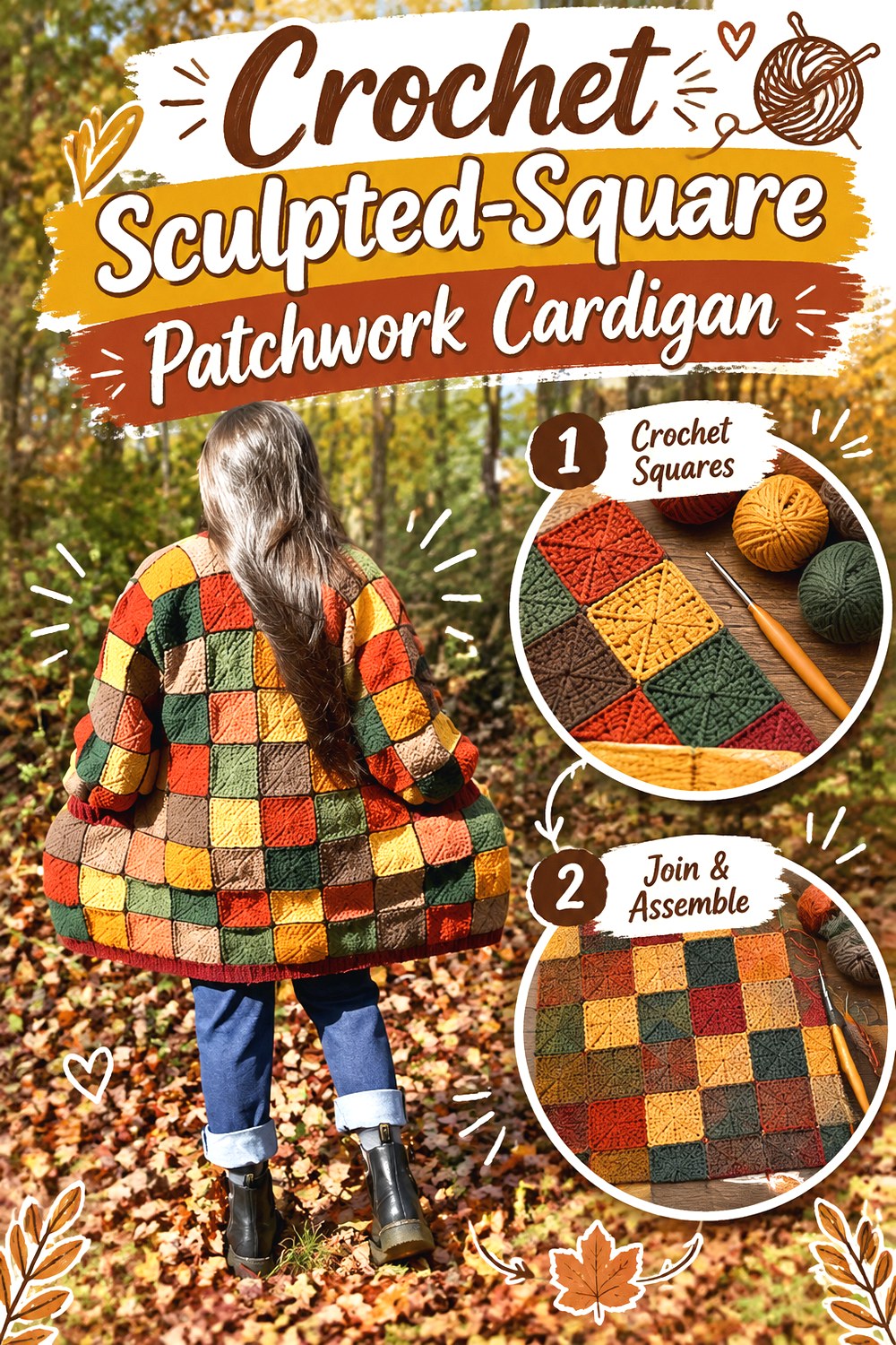Crochet Sculpted Square Patchwork Cardigan