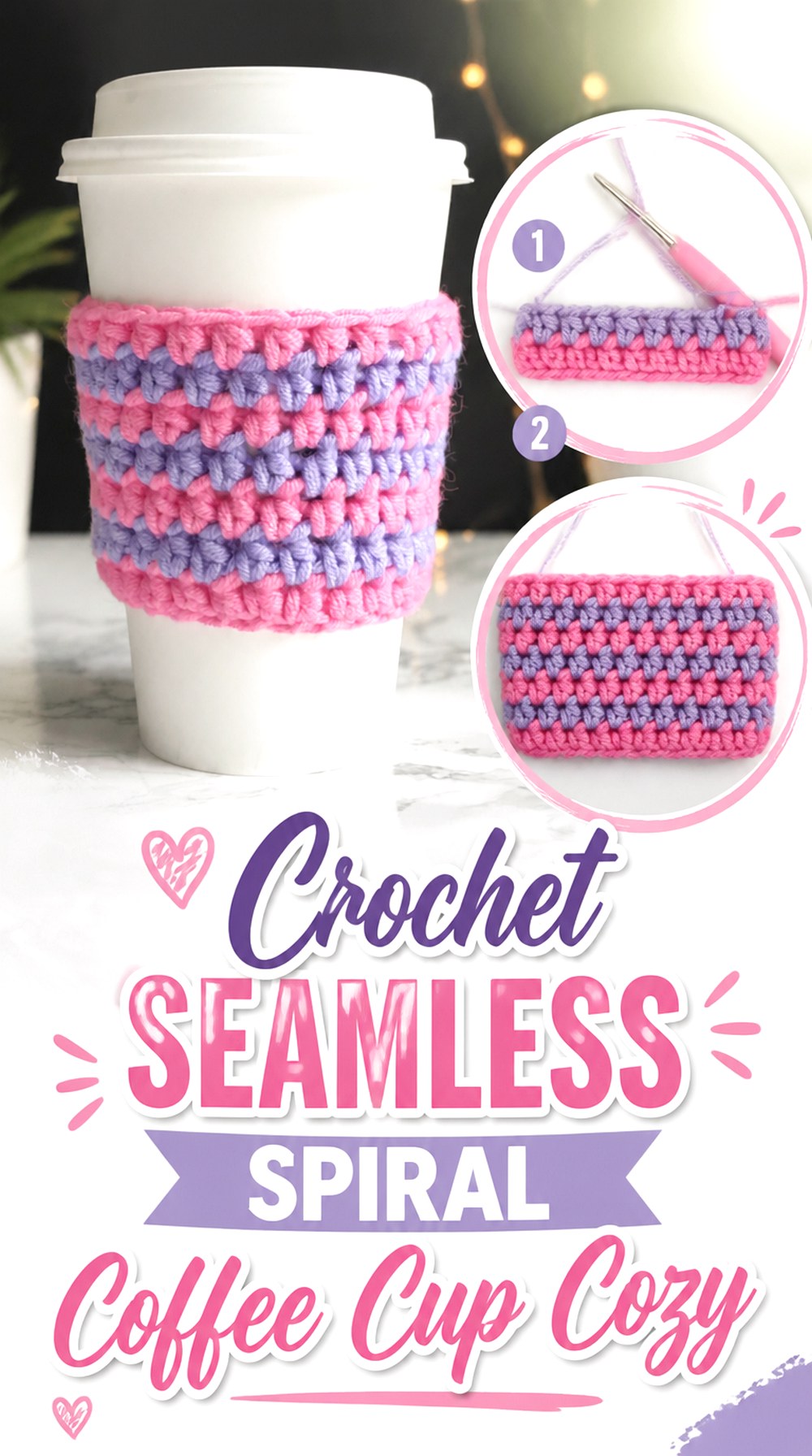 Crochet Seamless Spiral Coffee Cup Cozy