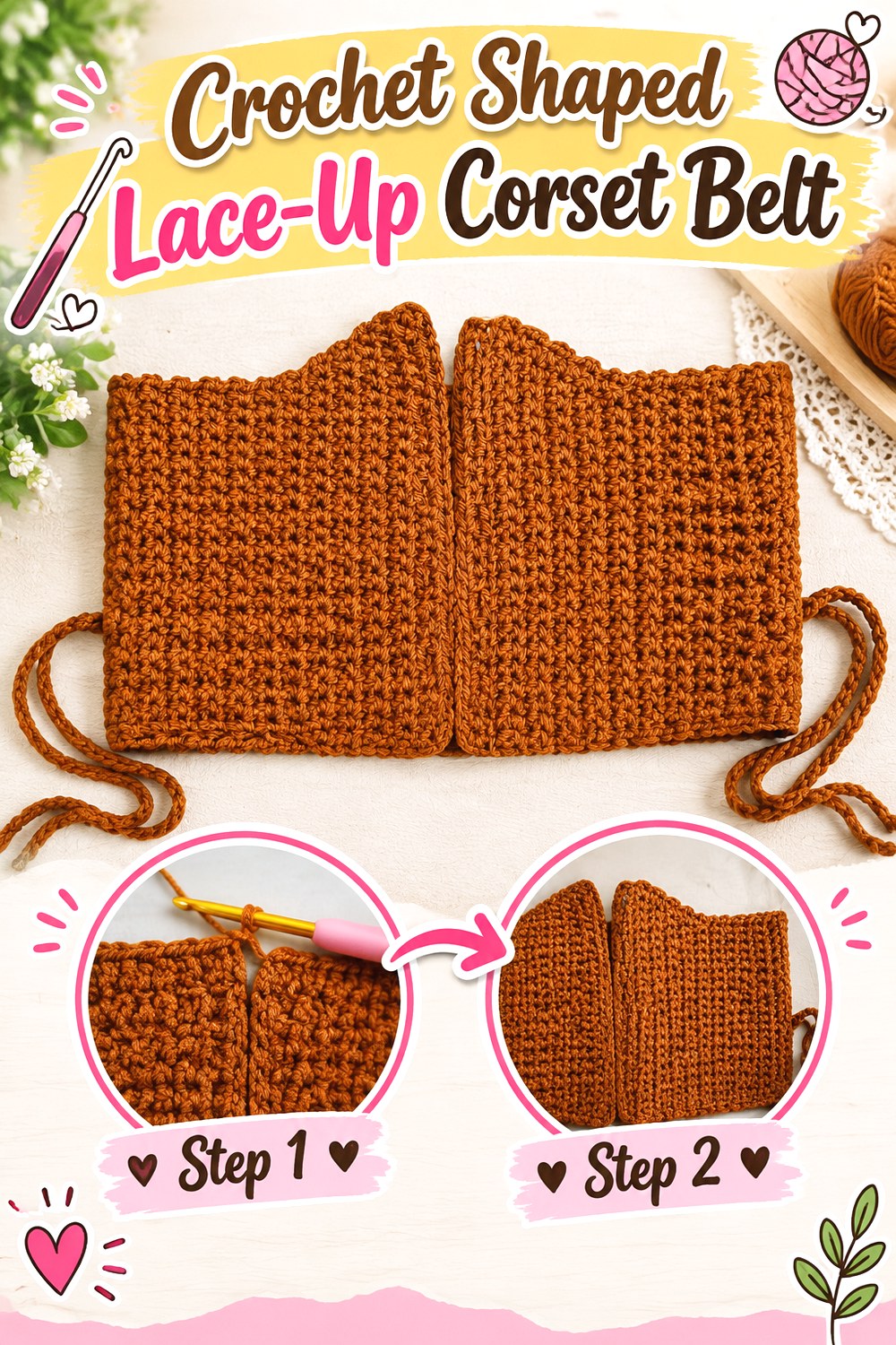 Crochet Shaped Lace Up Corset Belt