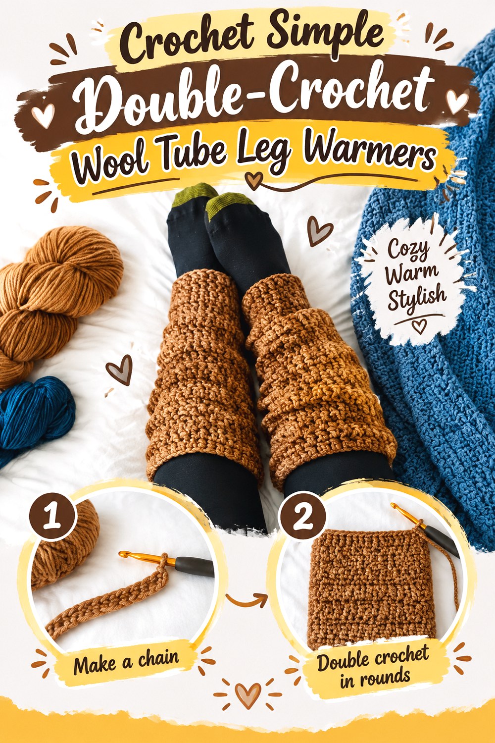 Crochet Simple Double Crochet Wool Tube Leg Warmers