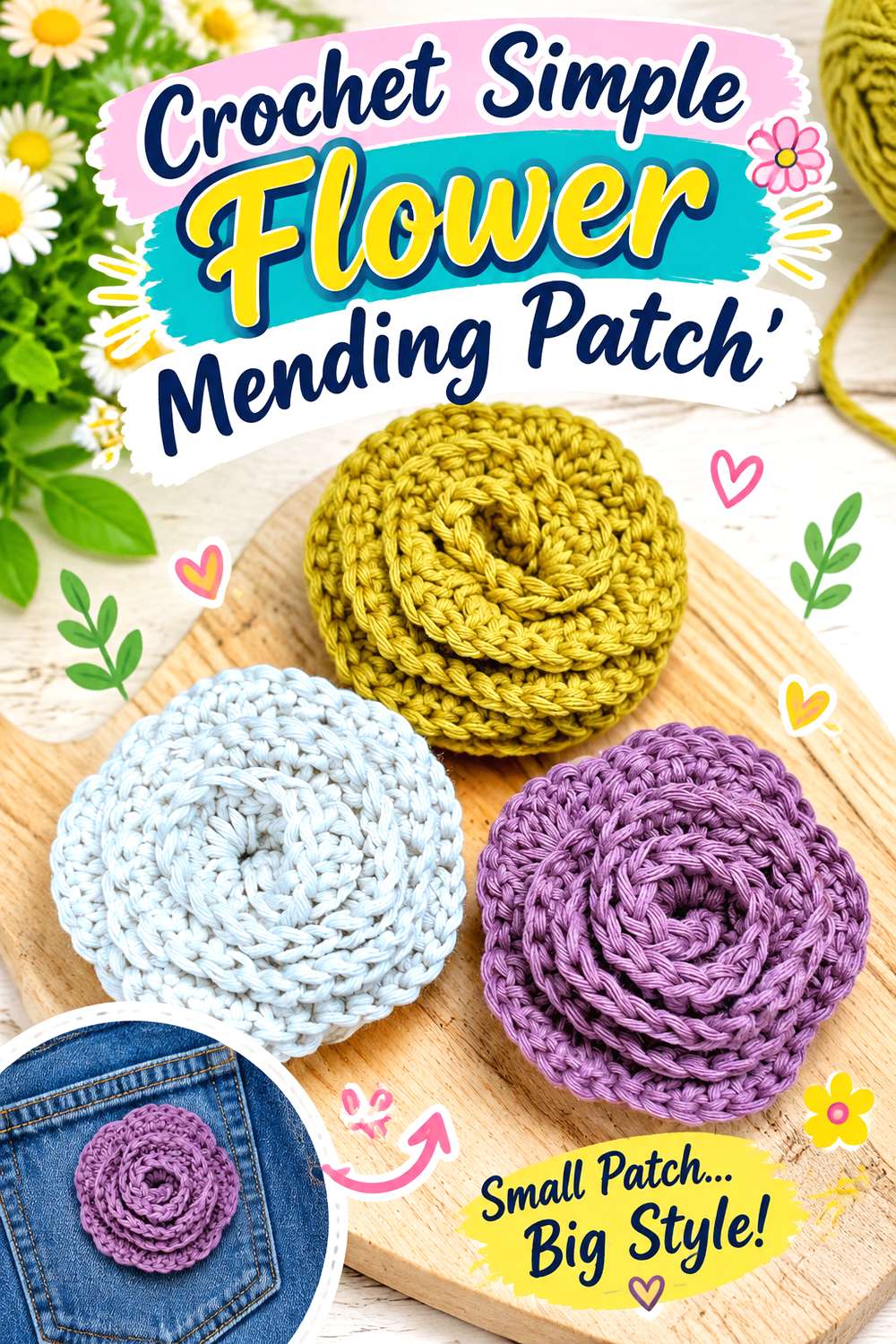 Crochet Simple Flower Mending Patch