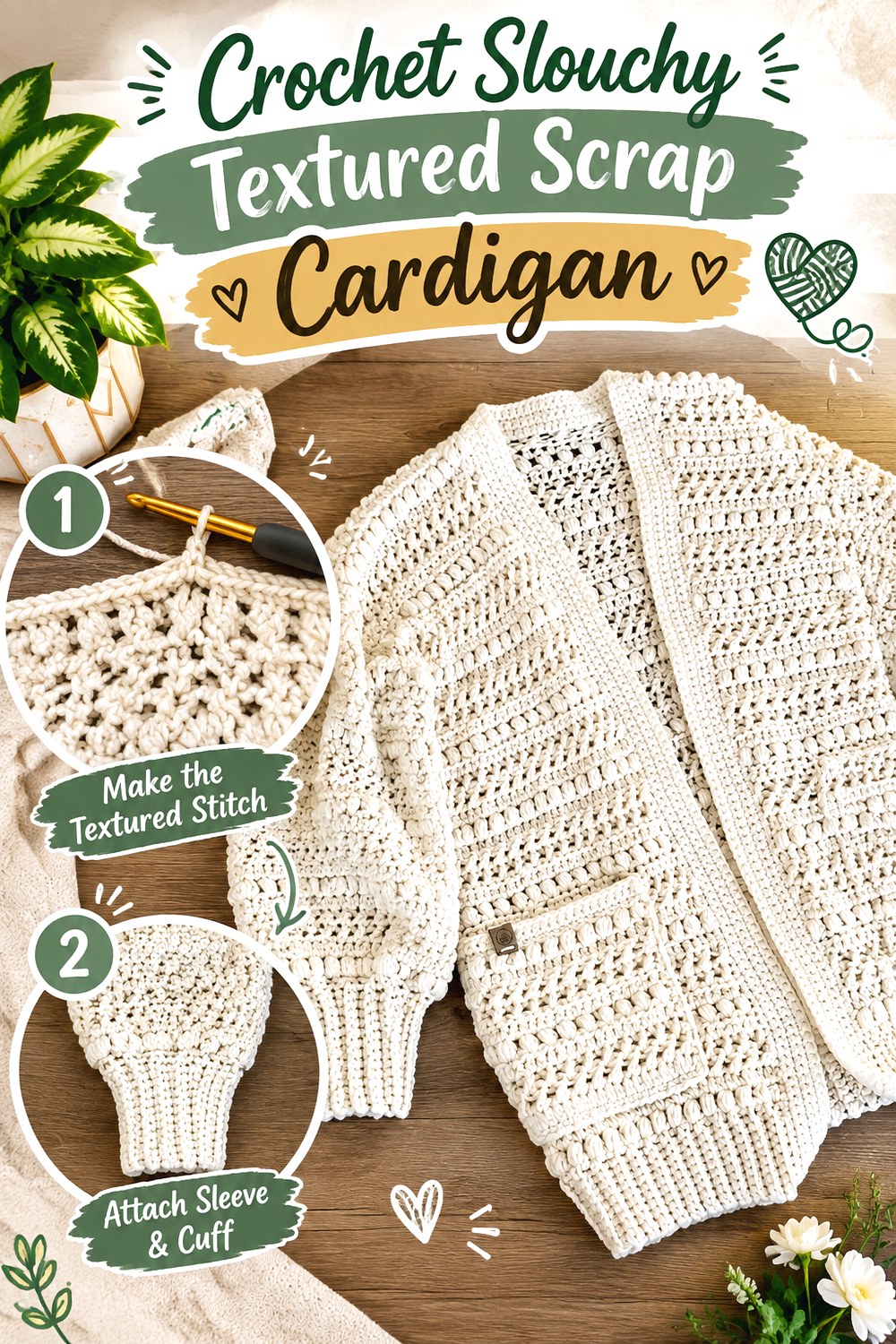 Crochet Slouchy Textured Scrap Cardigan