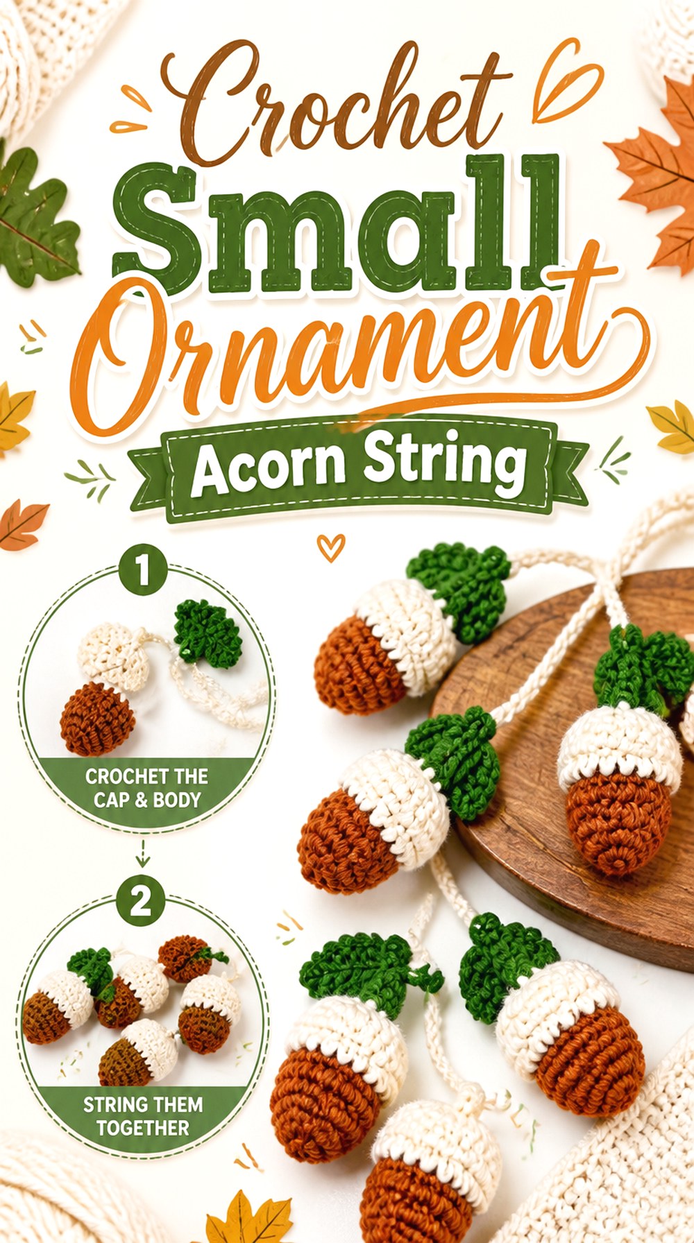 Crochet Small Ornament Acorn String