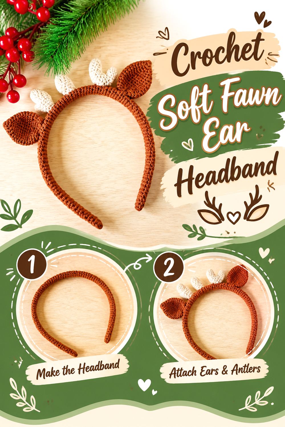 Crochet Soft Fawn Ear Headband