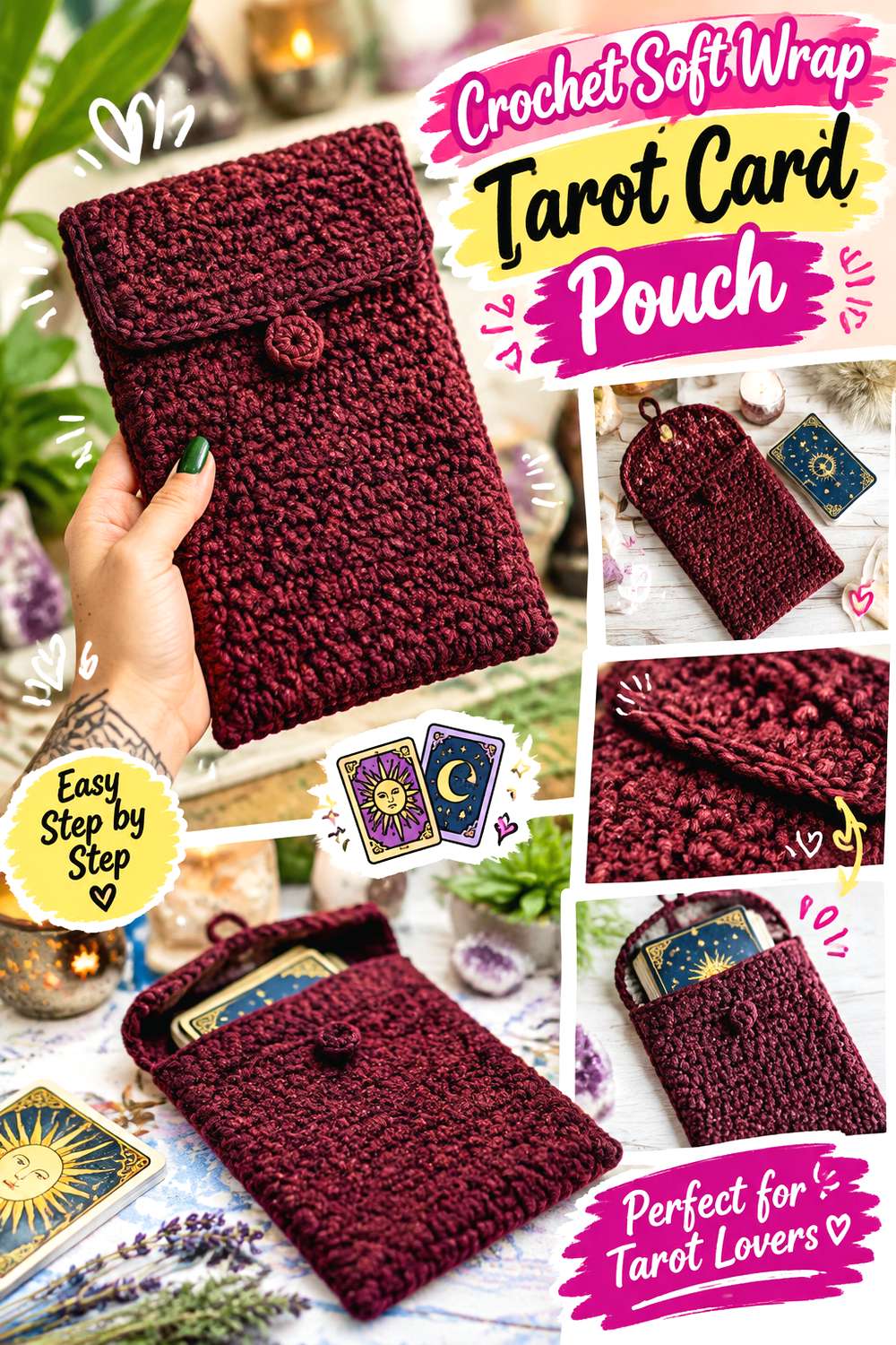 Crochet Soft Wrap Tarot Card Pouch