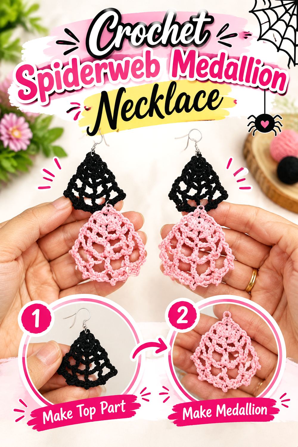 Crochet Spiderweb Medallion Necklace