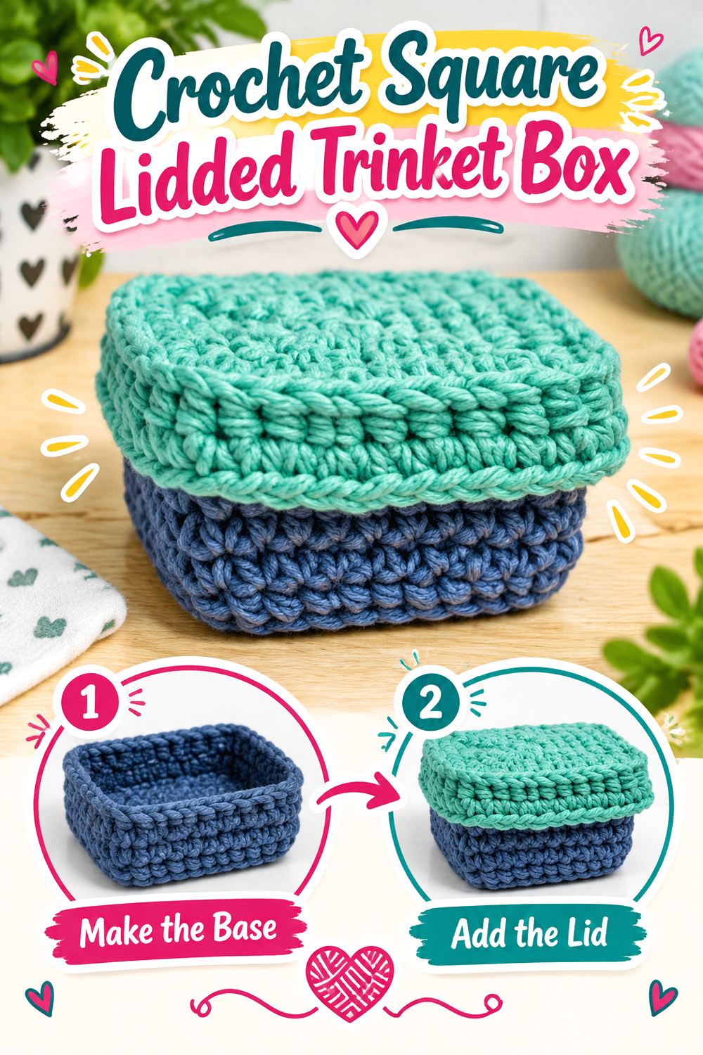 Crochet Square Lidded Trinket Box