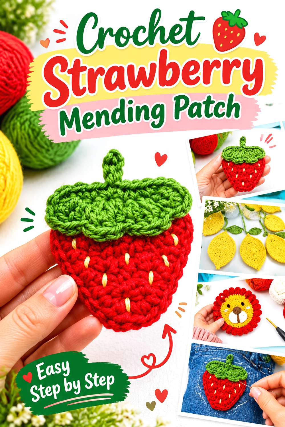 Crochet Strawberry Mending Patch