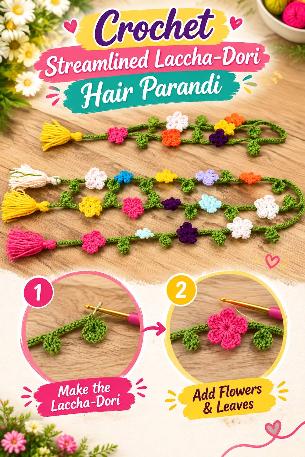 Crochet Streamlined Laccha Dori Hair Parandi